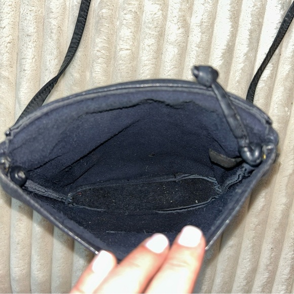 Libaire USA Made Vintage Pebble Black Leather Crossbody Bag Small - Picture 8 of 11